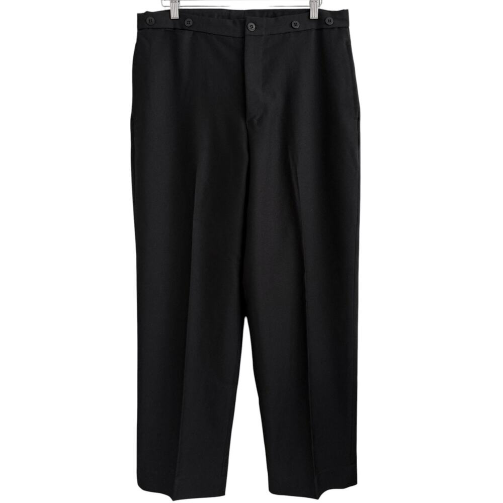 Wah Maker Vintage Buckle Back Pants Mens 36 Black Polyester Wool USA